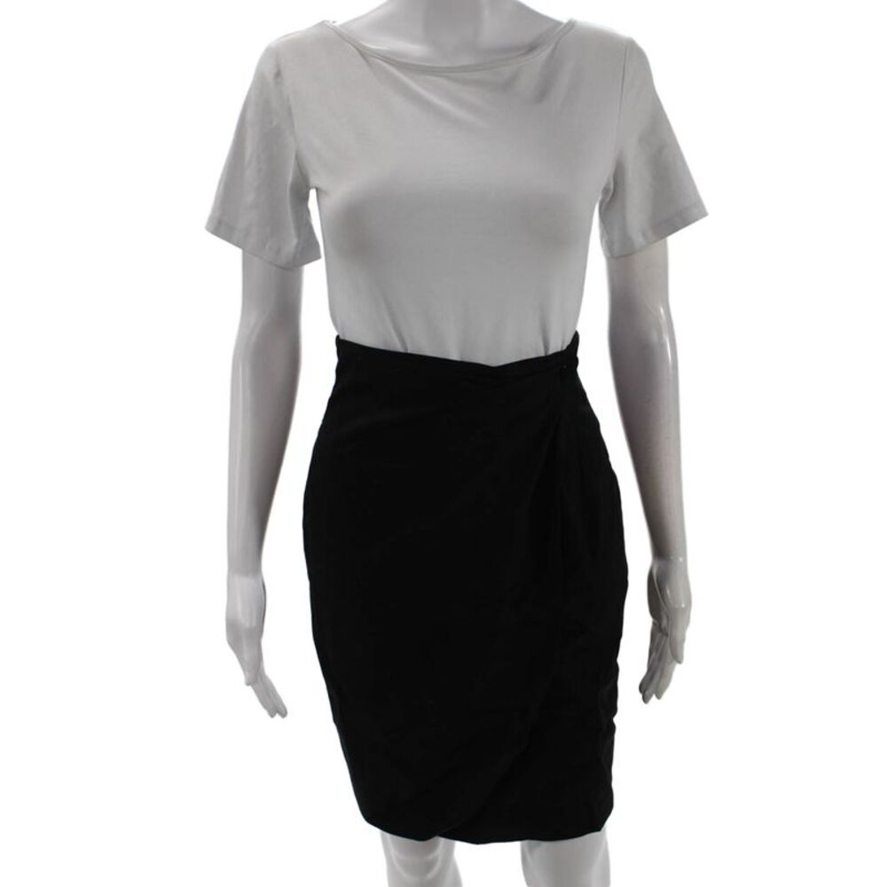 Giorgio Armani Le Collezioni, Women Pencil Tulip Skirt Black Virgin Wool Size 4